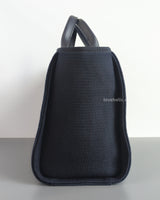 Chanel Deauville Shopping Tote Small | 25S Denim Navy Blue Fabric Light Gold Hardware-details