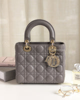Dior My ABC Lady Dior Small | Grey Lambskin Light Gold Hardware-front