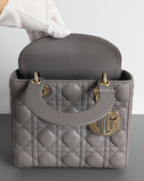 Dior My ABC Lady Dior Small | Grey Lambskin Light Gold Hardware-details