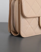 Chanel Flap Bag Mini | 22C Light Beige Caviar Light Gold Hardware-details