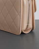 Chanel Flap Bag Mini | 22C Light Beige Caviar Light Gold Hardware-details
