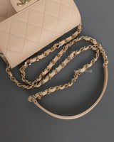 Chanel Flap Bag Mini | 22C Light Beige Caviar Light Gold Hardware-details