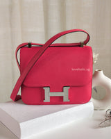 Hermes Constance 24 | Rose Extreme Epsom Palladium Hardware-front