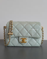 Chanel My Perfect Mini Flap 21K Light Green Caviar Brushed Gold Hardware-front1
