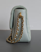 Chanel My Perfect Mini Flap 21K Light Green Caviar Brushed Gold Hardware-details