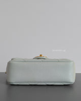 Chanel My Perfect Mini Flap 21K Light Green Caviar Brushed Gold Hardware-details