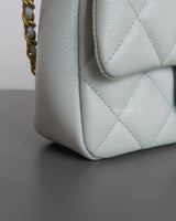 Chanel My Perfect Mini Flap 21K Light Green Caviar Brushed Gold Hardware-details