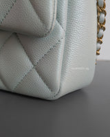 Chanel My Perfect Mini Flap 21K Light Green Caviar Brushed Gold Hardware-details