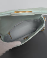 Chanel My Perfect Mini Flap 21K Light Green Caviar Brushed Gold Hardware-details