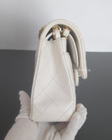 Chanel Classic Flap Small | 20S White Caviar Light Gold Hardware-side