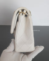 Chanel Classic Flap Small | 20S White Caviar Light Gold Hardware-details