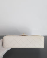 Chanel Classic Flap Small | 20S White Caviar Light Gold Hardware-details