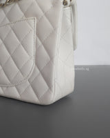 Chanel Classic Flap Small | 20S White Caviar Light Gold Hardware-details