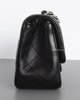 Chanel Classic Flap Mini Square | Black Lambskin Silver Hardware-side