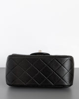 Chanel Classic Flap Mini Square | Black Lambskin Silver Hardware-details