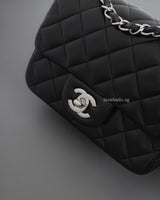 Chanel Classic Flap Mini Square | Black Lambskin Silver Hardware-details