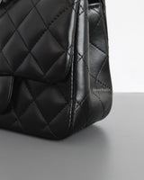 Chanel Classic Flap Mini Square | Black Lambskin Silver Hardware-details