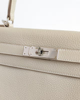 Hermes Kelly 28 | Craie Togo Palladium Hardware-details