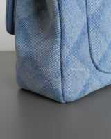 Chanel Classic Flap Mini Rectangle | 22B Light Blue Denim Light Gold Hardware-details