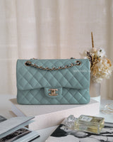 Chanel Classic Flap Small | 20C Tiffany Blue Caviar Light Gold Hardware-front