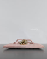 Dior Lady Dior Freesia Card Holder | Rose Soupir Cannage Lambskin Light Gold Hardware-details