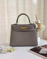 Hermes Kelly Sellier 25 | 81 Gris Tourterelle Epsom Gold Hardware-front