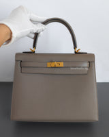 Hermes Kelly Sellier 25 | 81 Gris Tourterelle Epsom Gold Hardware-front1