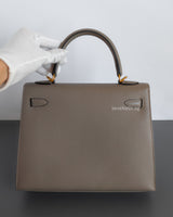 Hermes Kelly Sellier 25 | 81 Gris Tourterelle Epsom Gold Hardware-back