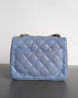Chanel Classic Flap Mini Square | 21C Sky Blue Lambskin Light Gold Hardware-back