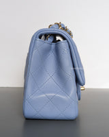 Chanel Classic Flap Mini Square | 21C Sky Blue Lambskin Light Gold Hardware-side