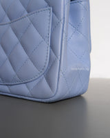 Chanel Classic Flap Mini Square | 21C Sky Blue Lambskin Light Gold Hardware-details