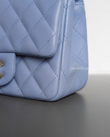 Chanel Classic Flap Mini Square | 21C Sky Blue Lambskin Light Gold Hardware-details