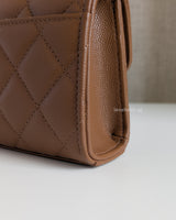 Chanel Kelly | 26S Brown Caviar Light Gold Hardware-details