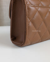 Chanel Kelly | 26S Brown Caviar Light Gold Hardware-details
