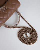 Chanel Kelly | 26S Brown Caviar Light Gold Hardware-details