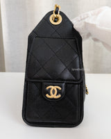  Chanel 25 Mini | Black Caviar Brushed Gold Hardware-side