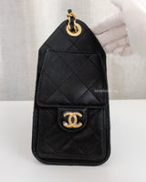  Chanel 25 Mini | Black Caviar Brushed Gold Hardware-details