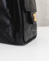  Chanel 25 Mini | Black Caviar Brushed Gold Hardware-details