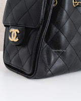  Chanel 25 Mini | Black Caviar Brushed Gold Hardware-details