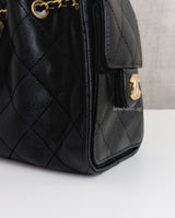  Chanel 25 Mini | Black Caviar Brushed Gold Hardware-details