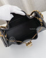  Chanel 25 Mini | Black Caviar Brushed Gold Hardware-details