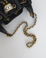  Chanel 25 Mini | Black Caviar Brushed Gold Hardware-details