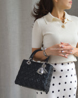 Dior Lady Dior Medium | Black Lambskin Silver Hardware-model