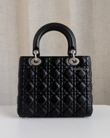 Dior Lady Dior Medium | Black Lambskin Silver Hardware-back