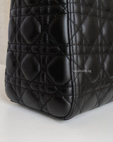Dior Lady Dior Medium | Black Lambskin Silver Hardware-details