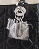 Dior Lady Dior Medium | Black Lambskin Silver Hardware-details