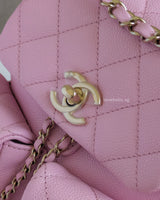 Chanel Small Duma Backpack | 23P Lilac Caviar Light Gold Hardware-details