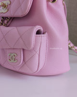 Chanel Small Duma Backpack | 23P Lilac Caviar Light Gold Hardware-details