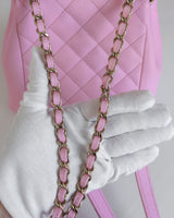Chanel Small Duma Backpack | 23P Lilac Caviar Light Gold Hardware-details