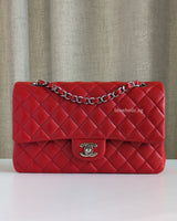 Chanel Classic Flap Medium | Red Caviar Silver Hardware-front1